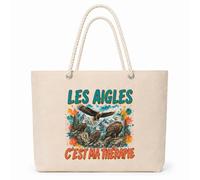 Planetee Sac Isotherme Les aigles c'est ma thérapie | Grand Cabas 23 L en Coton avec Doublure Aluminium Double Paroi Zip et Anses Corde | Pique-Nique Courses