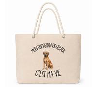 Planetee Sac Isotherme Mon Rhodesian Ridgeback c'est ma vie | Grand Cabas 23 L en Coton avec Doublure Aluminium Double Paroi Zip et Anses Corde | Pique-Nique Courses Propriétaire Chien
