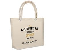 Planetee Sac isotherme Propriété du Meilleur Libraire Cadeau homme humour fête des pères retraite collègue travail grand sac courses