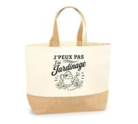 Planetee Sac J’peux pas j’ai Jardinage J'peux pas minimaliste | Cabas en Coton avec Fond Jute 18 L 48 × 37 × 13 cm | Marché Shopping Plage Courses | Cadeau Femme Anniversaire Noël
