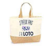 Planetee Sac J’Peux Pas J’ai Loto en Coton & Jute Grand Format - Durable, Stylé et Fonctionnel - Impression en France - Idée Cadeau Amusante et Pratique
