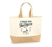 Planetee Sac J’peux pas j’ai Trottinette | Cabas en Coton avec Fond Jute 18 L 48 × 37 × 13 cm | Marché Shopping Plage Courses | Cadeau Femme Anniversaire Noël