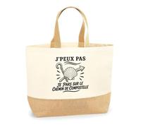 Planetee Sac J’peux pas je pars sur le Chemin de Compostelle | Cabas en Coton avec Fond Jute 18 L 48 × 37 × 13 cm | Marché Shopping Plage Courses | Cadeau Pèlerin Femme Anniversaire Noël