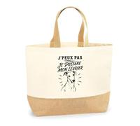 Planetee Sac J’peux pas je préfère mon Lévrier | Cabas en Coton avec Fond Jute 18 L 48 × 37 × 13 cm | Marché Shopping Plage Courses | Cadeau Propriétaire Lévrier Femme Anniversaire Noël
