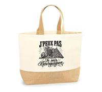 Planetee Sac J’peux pas je suis Bourguignon | Cabas en Coton avec Fond Jute 18 L 48 × 37 × 13 cm | Marché Shopping Plage Courses | Cadeau Femme Anniversaire Noël