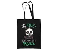 Planetee Sac Jessica Pas Touche Panda | Tote Bag cabas réutilisable Cadeau Anniversaire Humour