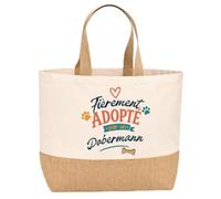 Planetee Sac jute Adopté par Dobermann Cadeau femme