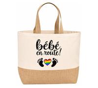 Planetee Sac jute Bébé en route - couple lesbienne et gays Cadeau annonce Grossesse Surprise