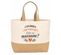 Planetee Sac jute Cassandra cap d'être ma marraine 2 Cadeau annonce Grossesse Surprise