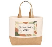 Planetee Sac jute femme Clerc de notaire Adorée design graphique grand sac courses prénom cadeau anniversaire Noël sac shopping