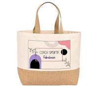 Planetee Sac jute femme Coach sportif Fabuleuse Design Moderne Bohème Pastel Grand Sac Shopping Réutilisable - Idée Cadeau Départ Retraite Collègue Anniversaire