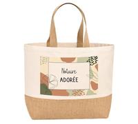 Planetee Sac jute femme Notaire Adorée design graphique grand sac courses prénom cadeau anniversaire Noël sac shopping