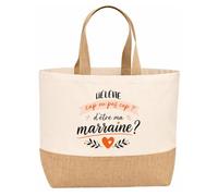 Planetee Sac jute Hélène cap d'être ma marraine 2 Cadeau annonce Grossesse Surprise