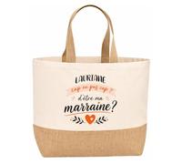 Planetee Sac jute Lauriane cap d'être ma marraine 2 Cadeau annonce Grossesse Surprise