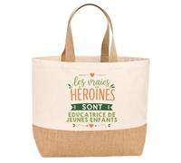 Planetee Sac jute Les vraies héroines sont Éducatrice de jeunes enfants Cadeau Anniversaire