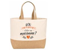 Planetee Sac jute Lou cap d'être ma marraine 2 Cadeau annonce Grossesse Surprise