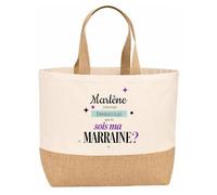 Planetee Sac jute Marlène sois ma Marraine Cadeau annonce Grossesse Surprise