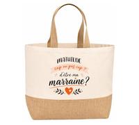 Planetee Sac jute Mathilde cap d'être ma marraine 2 Cadeau annonce Grossesse Surprise