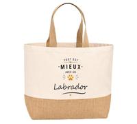 Planetee Sac jute Mieux avec un Labrador Cadeau femme