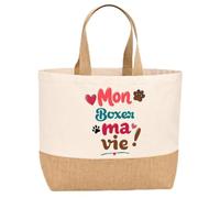 Planetee Sac jute Mon Boxer ma vie Cadeau chien Idée femme