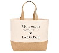 Planetee Sac jute Mon coeur Labrador Cadeau femme
