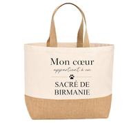 Planetee Sac jute Mon coeur Sacré de Birmanie Cadeau femme