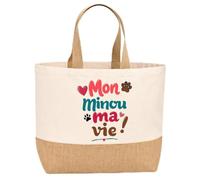 Planetee Sac jute Mon Minou ma vie Cadeau femme