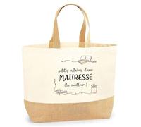 Planetee Sac jute petites affaires de Maîtresse | Sac Cabas Rentrée des Classes Cadeau Remerciement fin d'Années Cadeau Collègue Cadeau Professeur Institutrice Prof Noël