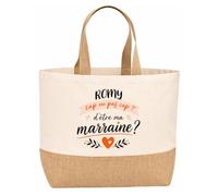 Planetee Sac jute Romy cap d'être ma marraine 2 Cadeau annonce Grossesse Surprise