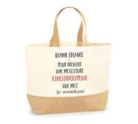 Planetee Sac Kinésithérapeute ça n'existe | Cabas de Plage Courses Coton et Toile de Jute Idée Cadeau Femme