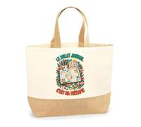 Planetee Sac Le bullet journal c'est ma thérapie | Cabas en Coton avec Fond Jute 18 L 48 × 37 × 13 cm | Marché Shopping Plage Courses | Cadeau Femme Anniversaire Noël