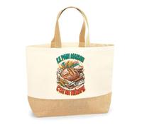 Planetee Sac Le pain maison c'est ma thérapie | Cabas en Coton avec Fond Jute 18 L 48 × 37 × 13 cm | Marché Shopping Plage Courses | Cadeau Femme Anniversaire Noël