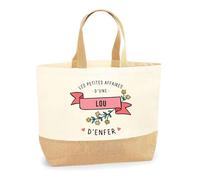 Planetee Sac Les Affaires d'une lou d'Enfer | Cabas de Plage Courses Coton et Toile de Jute Idée Cadeau Femme