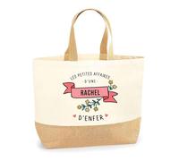 Planetee Sac Les Affaires d'une rachel d'Enfer | Cabas de Plage Courses Coton et Toile de Jute Idée Cadeau Femme