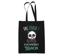 Planetee Sac Manon Pas Touche Panda | Tote Bag cabas réutilisable Cadeau Anniversaire Humour