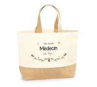 Planetee Sac Médecin au top | Cabas de Plage Courses Coton et Toile de Jute Idée Cadeau Femme