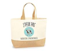 Planetee Sac natation synchronisee J'peux pas | Cabas de Plage Courses Coton et Toile de Jute Idée Cadeau