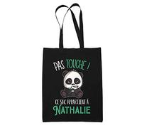 Planetee Sac Nathalie Pas Touche Panda | Tote Bag cabas réutilisable Cadeau Anniversaire Humour