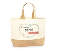 Planetee Sac Nounou Irremplaçable | Cabas de Plage Courses Coton et Toile de Jute Idée Cadeau Femme