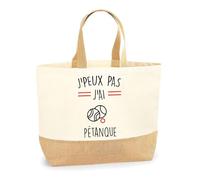 Planetee Sac petanque J'peux pas | Cabas de Plage Courses Coton et Toile de Jute Idée Cadeau