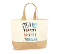 Planetee Sac philosophie J'peux pas | Cabas de Plage Courses Coton et Toile de Jute Idée Cadeau