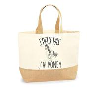 Planetee Sac poney J'peux pas | Cabas de Plage Courses Coton et Toile de Jute Idée Cadeau