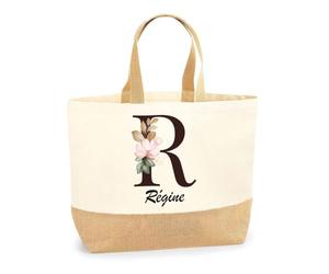 Planetee Sac Régine | Cabas en Coton avec Fond Jute 18 L 48 × 37 × 13 cm | Marché Shopping Plage Courses | Cadeau Femme Anniversaire Noël