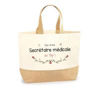 Planetee Sac Secrétaire médicale au top | Cabas de Plage Courses Coton et Toile de Jute Idée Cadeau Femme