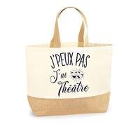 Planetee Sac théâtre J'peux pas | Cabas de Plage Courses Coton et Toile de Jute Idée Cadeau