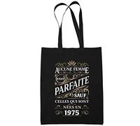 Planetee Sac Tote Bag 1975 Femme Parfaite 50 ans | Sac caban en toile coton idée cadeau anniversaire