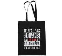 Planetee Sac Tote Bag 50 ans Expérience Noir