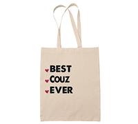 Planetee Sac Tote Bag Best Couz Ever | Idée Cadeau Famille Cousin Cousine Anniversaire Noël Sac Cabas Réutilisable