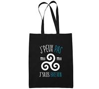 Planetee Sac Tote Bag Breton Je peux pas Noir | Sac caban en toile coton idée cadeau anniversaire