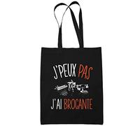 Planetee Sac Tote Bag Brocante Je peux pas Noir | Sac caban en toile coton idée cadeau anniversaire